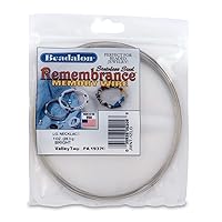 Beadalon Remembrance Stainless Steel Memory Wire, Round, Necklace, Large, Bright, 1 oz, Approx. 33 coils