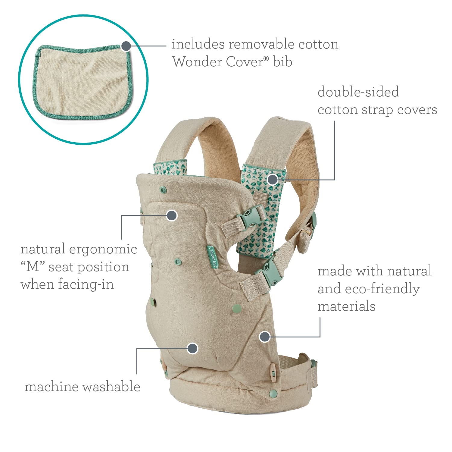 Infantino Flip Advanced 4-in-1 Carrier with Bib - Ergonomic, Convertible, face-in and face-Out Front and Back Carry for Newborns and Older Babies 8-32 lbs