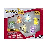 Pokémon Battle Figure 6 Pack-Features 2-Inch Pikachu, Squirtle, Charmander, Bulbasaur, Mimikyu & Toxel-Authentic Details