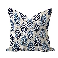 Indigo Blue Trellis Outdoor Pillow Covers 20x20in Burlap Linen Vintage Pillowcases Grid Trellis Quatrefoil Mesh Square Throw Pillow Case for Garden Office Outdoor Bed Décor