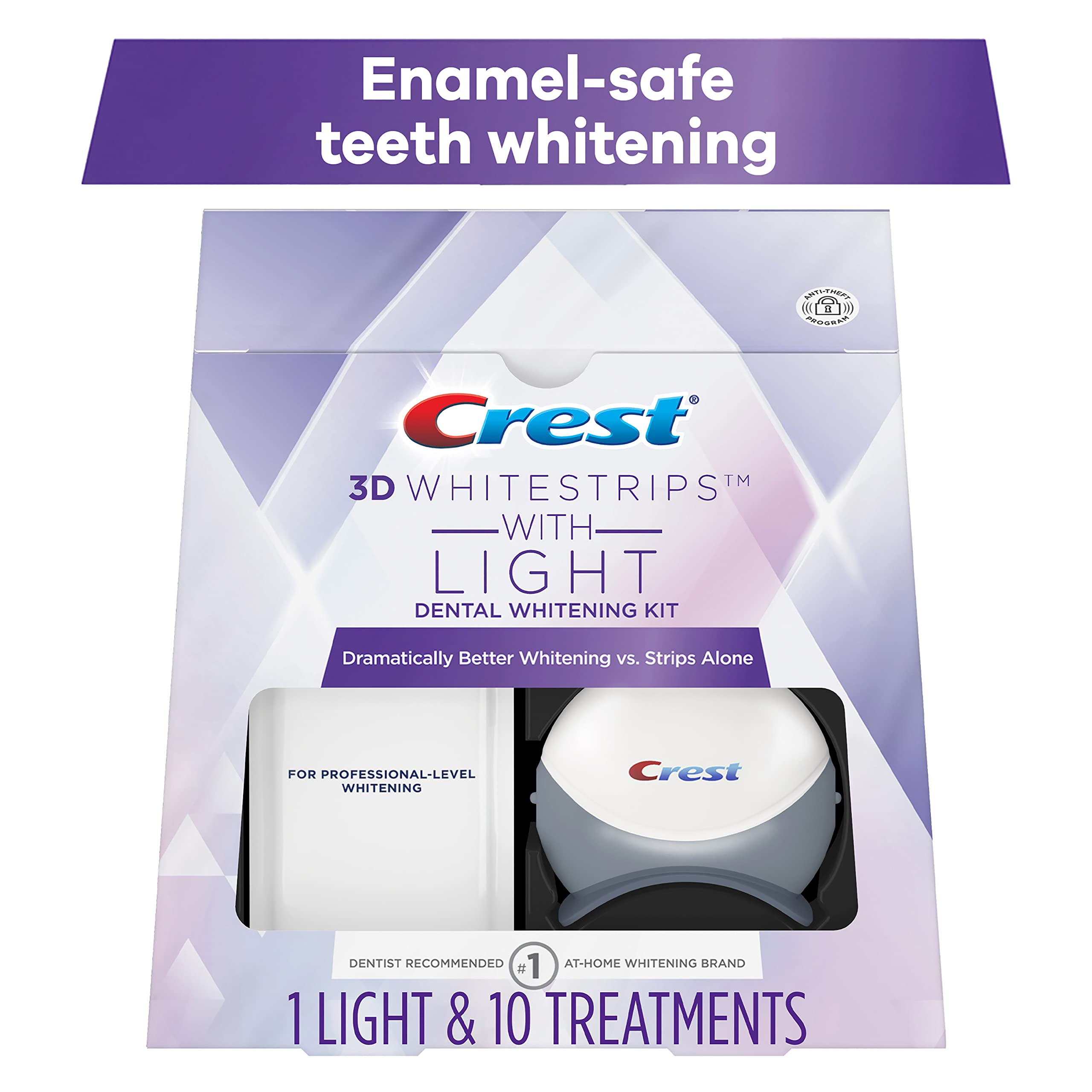 Crest 3D Whitestrips with Light, Teeth Whitening Strip Kit, 20 Strips (10 Count Pack)