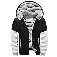 Long Sleeve Top For Men Winter Warm Fleece Hooded Zipper Sweater Jacket Outwear Coat Plus Size