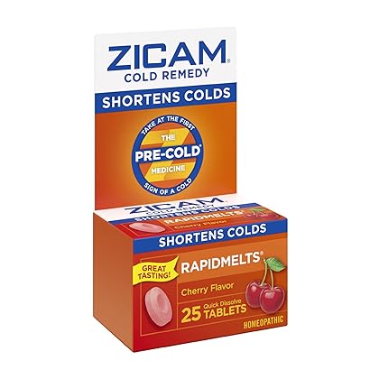 Zicam Cold Remedy Zinc Rapidmelts, Cherry Flavor, 25 Count (Pack of 1)