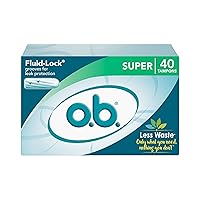 o.b. Tampons | Non-Applicator Tampon, Unscented | Super Tampon, 40ct