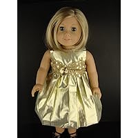 Festive Metallic Gold Ball Gown Designed for 18 Inch Doll Like The American Girl Dolls