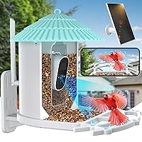 Smart Bird Feeder with Camera Solar Powered, Wireless Outdoor Bird Feeder, 4MP HD Auto Capture Bird Videos, Real Time Views and Notifications, Wireless Camera Ideal Gift for Bird Lover