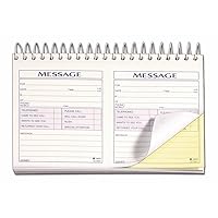 Adams Phone Message Book, 8.5 x 5.25 Inch, Spiral Bound, 2-Part, Carbonless, 2 Messages per Page, 200 Sets, White and Canary (SC5805D)