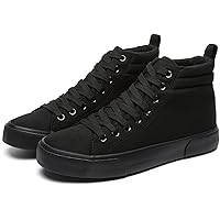 FINIWOR Womens High top Sneakers Canvas Shoes Lace up Black Sneakers Casual Shoes for Women