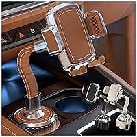 Bestrix Premium Leather Cup Holder Phone Mount for Car, No Shaking, Easy Installation, 360 Rotation, Universal Compatibility with Samsung, Android, iPhone up to 6.7
