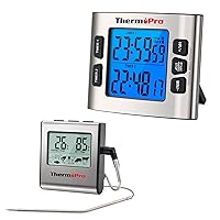 ThermoPro TP-16 Large LCD Digital Cooking Food Meat Smoker Oven Kitchen BBQ Grill Thermometer + ThermoPro TM02 Digital Kitchen Timer