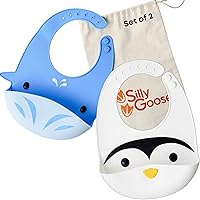 Baby Bibs with Cute Animal Faces, Mess Proof and Dishwasher Safe for Easy Cleanup, Won't Stain or Fade, Soft