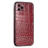 YEXIONGYAN-Cowhide Cover for iPhone 15Pro Max/15 Pro/15 Plus/15 Full Lens Protection Slim Genuine Leather Phone Case Luxury Drop Protection Shell (15 Pro,Red)