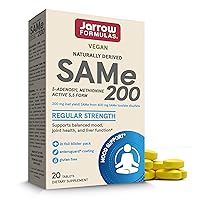 Jarrow Formulas SAMe 200 mg - 20 Tablets - Highest Concentration of Active S,S Form - Supports Joint Health, Liver Function, Brain Metabolism & Antioxidant Defense - 20 Servings
