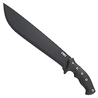 CRKT Chanceinhell Fixed Blade Machete: 12 Inch Black Powder Coated Carbon Steel Drop Point Blade with Nylon Sheath for Survival, Hunting, and Camping K910KKP