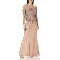 Adrianna Papell Women's Plus Size Beaded Illusion Gown