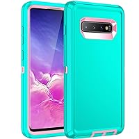 for Galaxy S10 Case,Shockproof 3-Layer Full Body Protection [Without Screen Protector] Rugged Heavy Duty High Impact Hard Cover Case for Samsung Galaxy S10,Mint Green/Pink