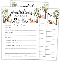 50 Advice and Prediction Cards for Baby Shower Game, New Mom and Dad Card or Mommy and Daddy To Be for Girl or Boy Babies, New Parents, Fun Gender Neutral Shower Party Favors, Woodland Animals Party.