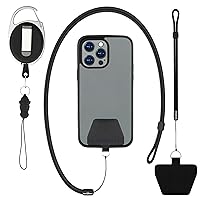 Phone Assured Retractable Phone Tether - Durable Phone Leash - Anti-Theft and Anti-Drop Phone Lanyard Tether - Additional Wrist and Neck Lanyards Included