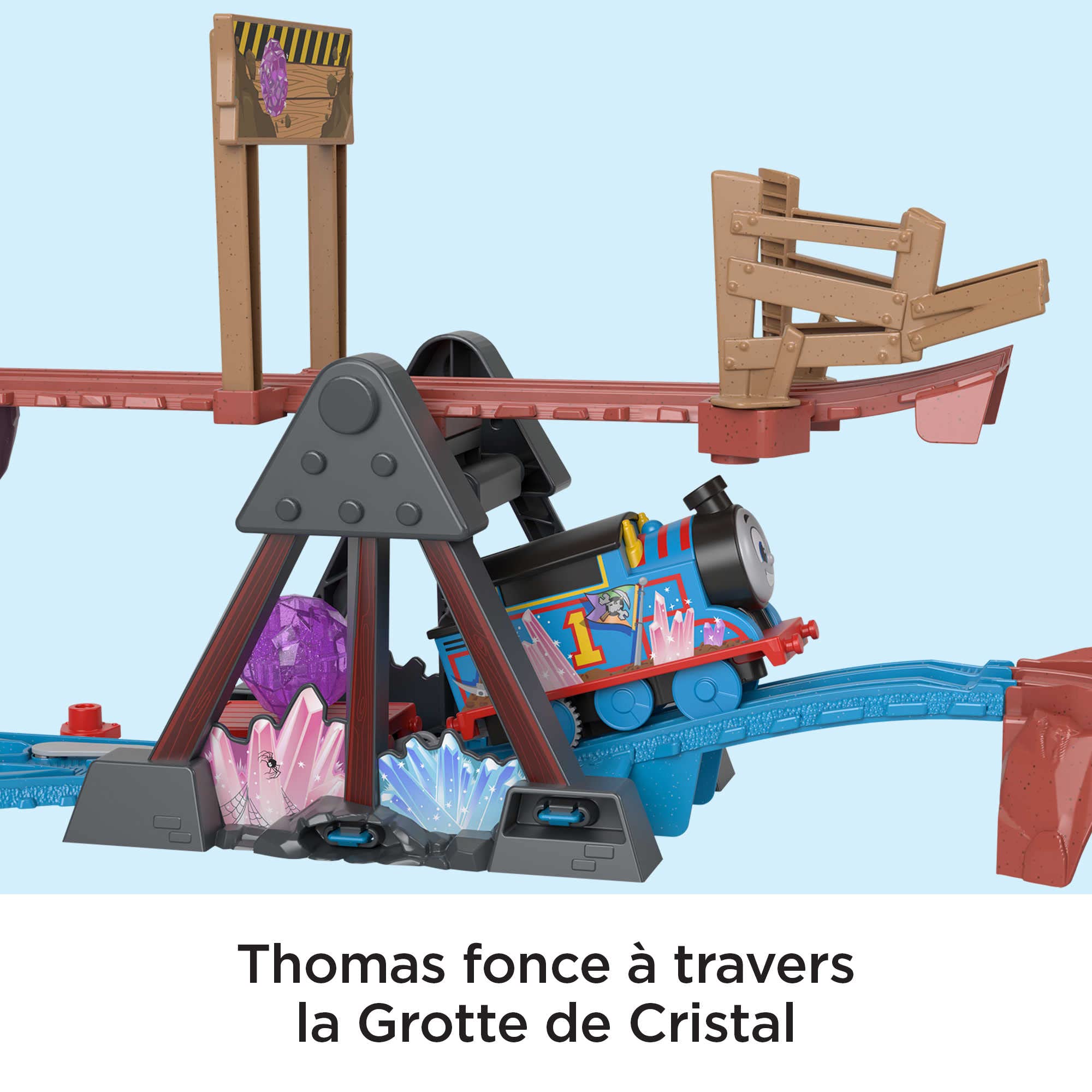 Thomas & Friends Motorized Toy Train Set Crystal Caves Adventure with Thomas, Tipping Bridge & 8 Ft of Track for Kids Ages 3+ Years