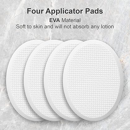 AmazerBath Lotion Applicator for Back, Feet, 4 Replaceable Pads with 1 Long Handled, Back Lotion Applicator for Elderly, Women, Apply Cream Medicine Skin Cream Moisturizer Sunscreen Tanner, White