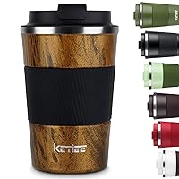 Travel Mug, 12oz Insulated Coffee Cup with Leakproof Lid, Vacuum Stainless Steel Double-Wall Travel Coffee Mug Spill Proof, Reusable Coffee Mugs for Men and Women for Hot & Cold Drinks