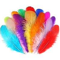 Soarer Colorful Craft Rooster Feathers - 300pcs 3-5inch Colored Feathers Bulk for Kindergarten DIY Crafts,Wedding Home Party Decorations,Dream Catcher Supplies(Rooster Colorful)
