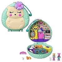 Polly Pocket Compact Playset, Hedgehog Cafe with 2 Micro Dolls & Accessories, Travel Toys with Surprise Reveals