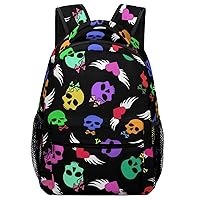 Funny Skulls and Winged Hearts Unisex Laptop Backpack Lightweight Shoulder Bag Travel Daypack
