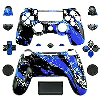 Special Custom Full Housing Shell Case Cover with Buttons for Sony Playstation 4 PS4 Wireless Controller - Custom Hydro Dipped Blue Splatter Skin