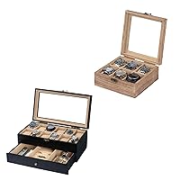 Watch Box Case Organizer Display Storage with Jewelry Drawer for Men Women Gift, Wood Black B1TZ4QRP 9B9LPBV9