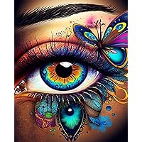 TOCARE Evil Eye Paint by Numbers Kit for Adults Beginners,Acrylic Adult Paint by Number Eye, 16x20inch Oil Paint by Number for Adults Blue Eye with Butterfly
