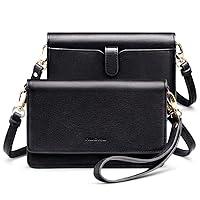 nuoku Crossbody Bag for Women Cellphone Little Purse with Credit Card Slots Lightweight Leather Wristlet Wallet