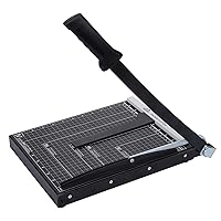 Paper Cutter Guillotine, 12 Inch Paper Cutting Board, 12 Sheets Capacity, Heavy Duty Metal Base, Dual Paper Guide Bars, Professional Paper Cutter and Trimmer for Home, Office (12'' Black)