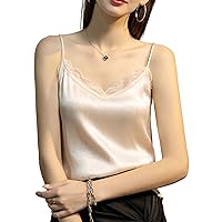 Sexy Lace Camisoles for Women, Casual Summer V-Neck Sleeveless Hollow Out Silk Satin Elegant Lace Cami Tank Tops