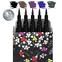 Cosmetics Liquid Eyeliners Waterproof Set of 5 Intense Colors, Stay All Day, Smudge Free, Black, Brown, Blue, Green & Purple. A Shophisticated Woman's Gift (Mom's Choice Award®)