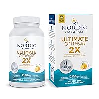 Nordic Naturals Ultimate Omega 2X, Lemon Flavor - 120 Soft Gels - 2150 mg Omega-3 - High-Potency Omega-3 Fish Oil with EPA & DHA - Promotes Brain & Heart Health - Non-GMO - 60 Servings