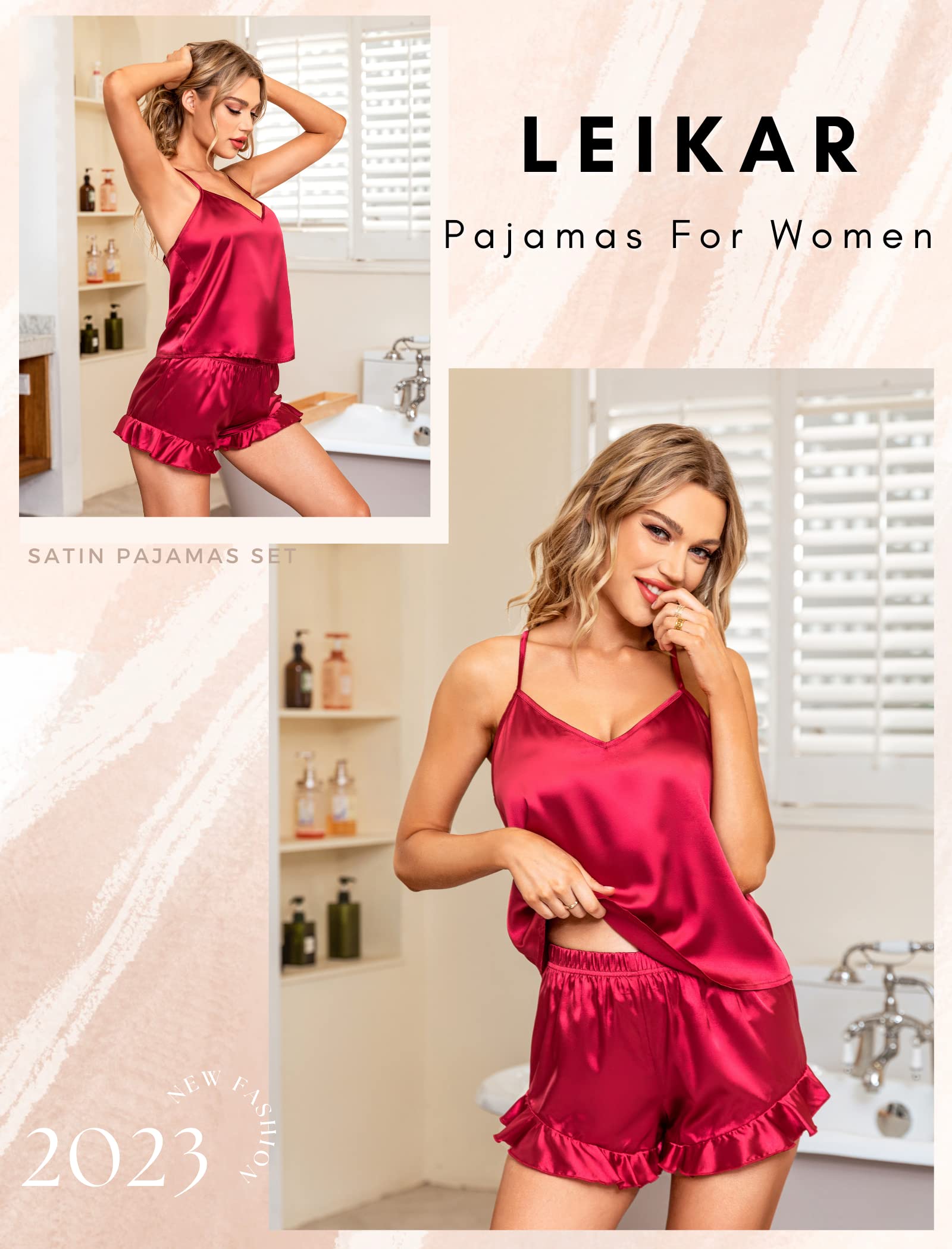 Leikar Silk Nightgown For Women Satin Slik Pajamas Sleep Shirts