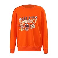 ACSUSS Halloween Sweatshirt for Girls Boys Pumpkin Shirt Pullover Long Sleeve Letter Print Top Fall Outfit