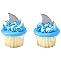 DECOPAC Shark Fin Cake Picks, 72-Pack, Cupcake Toppers, Reusable Decorations for Cakes, Cupcakes and other Bakes, Surprise Guests at Beach-Themed or Shark Week Parties