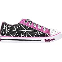 Skechers Girls' Twinkle Toes Shuffles Geometric Sneaker,Black/Hot Pink,US 11.5 M