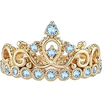 14K Yellow Gold Aquamarine Crown Ring