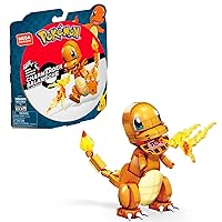 MEGA Pokémon Build & Show Charmander Toy Building Set, 4 Inches Tall, Poseable, 185 Bricks and Pieces, for Boys and Girls, Ages 7 and Up