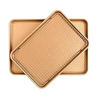 Nordic Ware Honeycomb Embossed Nonstick Baking and Cooling Set, Copper, 3-Piece