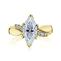 Kobelli 1.90 Marquise Moissanite (GH/VS) and Lab Diamond (DEF/VS) Engagement Ring in 14K Gold