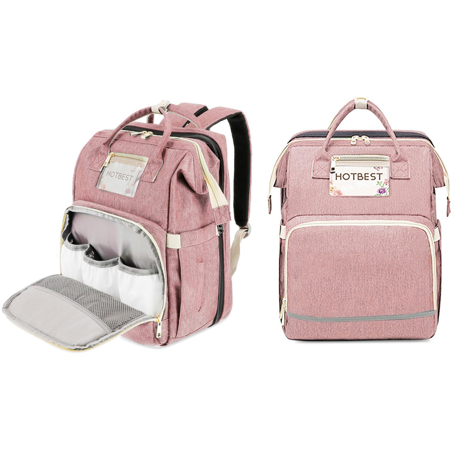 HOTBEST Diaper Bag Backpack, Diaper Bags, Multifunction Waterproof Travel Essentials Diaper Bag with USB port, Newborn Registry Shower Gifts, Unisex and Stylish(Pink)