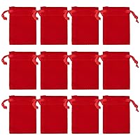 Nydotd 100pcs 2 X 2.8 inch Velvet Cloth Jewelry Pouches Velvet Drawstring Bags Christmas Candy Gift Bag Pouch for Wedding Favors Gifts, Event Supplies Party Favors Red