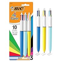 4-Color Ballpoint Pens, Medium Point (1.0mm), 4 Colors in 1 Set of Multicolored Pens (10 Colors Total), 3-Count Pack, Pens for School Supplies, Perfect Teacher Appreciation Gifts
