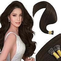 Moresoo I Tip Human Hair Extensions Brown Itip Hair Extensions Real Human Hair 24 Inch I Tip Hair Extensions Human Hair Dark Brown Pre Bonded Itip Hair Extensions Real Human Hair 40G 50S