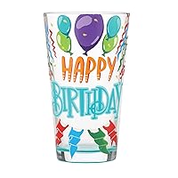 Enesco Designs by Lolita Happy Birthday Hand-Painted Artisan Beer Pint Glass, 16 Ounce, Multicolor