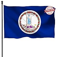 3x5ft Double Sided Virginia State Flag, Upgraded Heavy Duty 3 Ply Polyester VA State Flags, Vivid Print, Fade Proof, Double Stitched and Brass Grommets for Indoor and Outdoor Decor (Virginia)